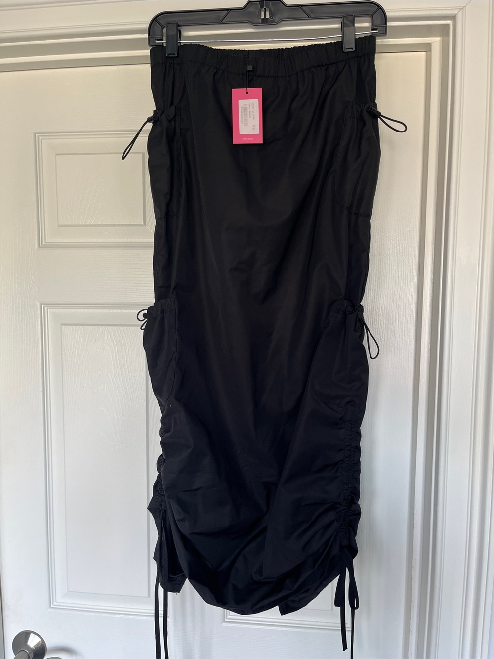 Edikted Black Maxi Skirt with Drawstring Ruched Details